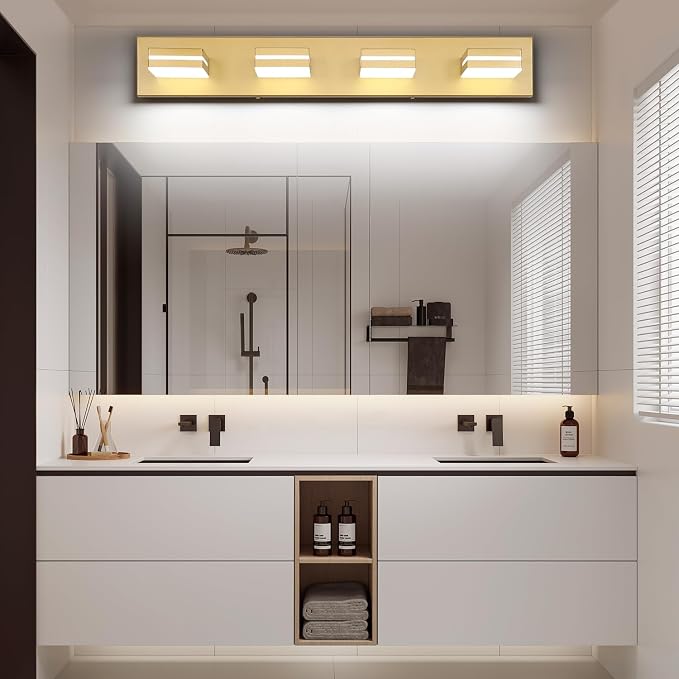 SineRise LED Modern Bathroom Vanity Light Fixtures, Matte Gold Modern Acrylic - Image 8