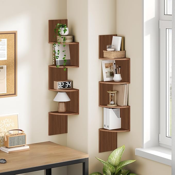 HOOBRO Corner Shelf Wall-Mounted, 4-Tier Corner Bookshelves - Image 2