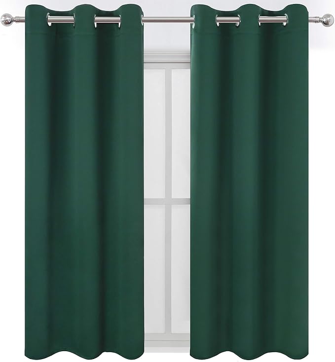 LEMOMO Dark Green Bedroom Blackout Curtains/38 x 63 Inch Long/Set of 2 Curtain - Image 2