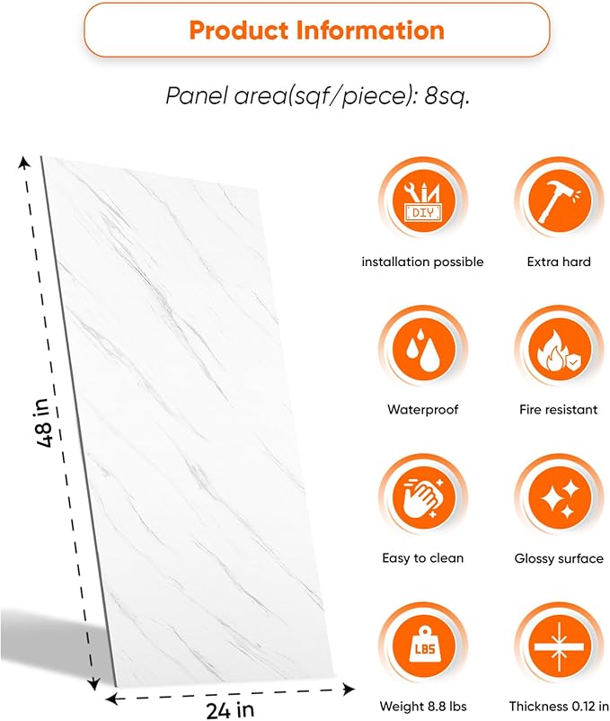 IZODEKOR 4 Pcs 24"x48" PVC Marble Wall Panels - Image 2