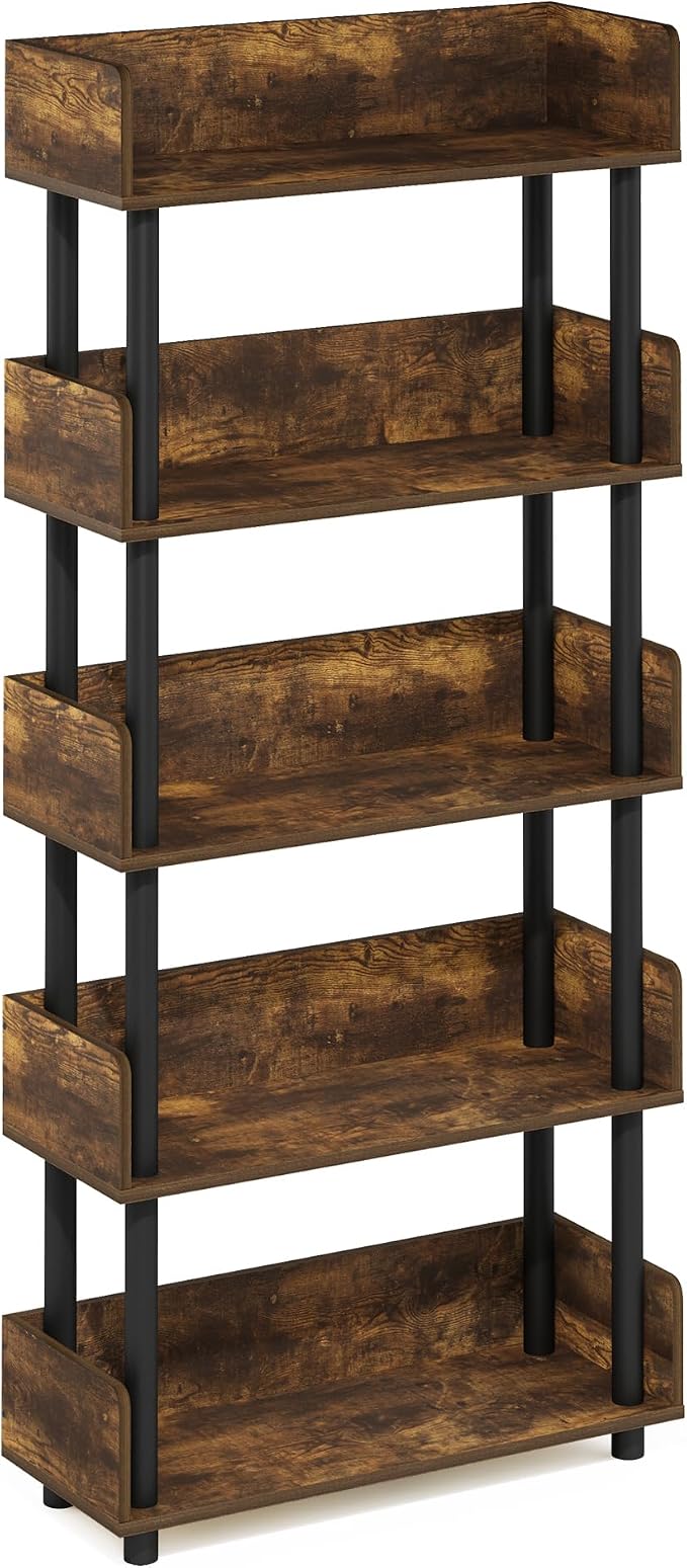 Furinno TURN-N-TUBE 5-Tier Display Shelf, Storage Shelves, Book Shelf, Open - Image 5