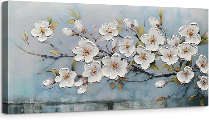 Anolyfi White Textured Flowers Wall Art by Anolyfi