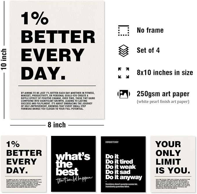 DSHFG Motivational Inspirational Office Wall Art Decor Prints Set of 4 - Image 2