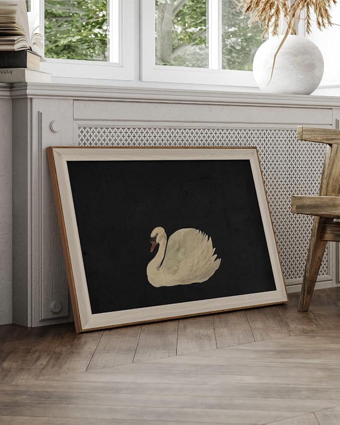 VIYYIEA Framed Wall Art for Living Room, Swan Art Canvas Prints, Vintage Home - Image 4