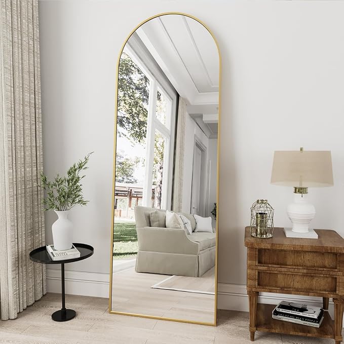 Dewfig Arched Gold Full Length Mirror, Full Body Mirror - Image 3
