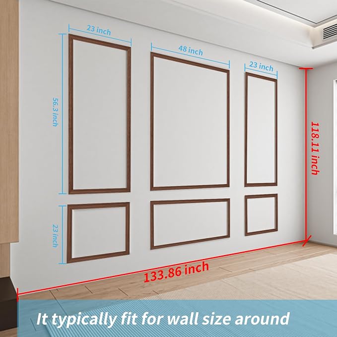 Art3d Pre-Cut Wall Molding Set of 6 pcs, Ready-to-Assemble Wainscoting Panels - Image 4
