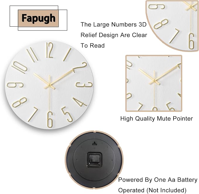 Wall Clock, Silent Clock, Wall Clocks Battery Operated， 12 inch Modern Wall - Image 4