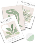 Unframed Sage Green Wall Art Set of 3, 12x16IN Abstract Matisse Wall Decor by HesenDot