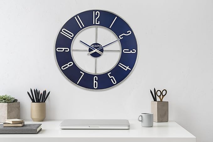 Bulova Blue Steel Oversize Wall Clock |Model C4809 - Image 6