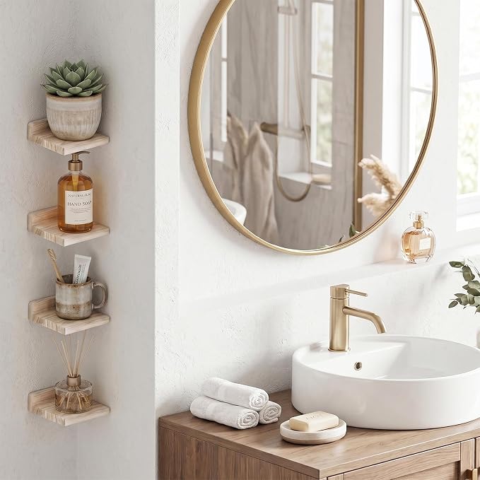 Fixwal Floating Shelves for Wall, Rustic Wood Small Wall Mounted Shelves for - Image 7