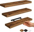 Vervida® 3 Pack Rustic Brown Floating Shelves, Holds Up to 38 Lbs, by Vervida