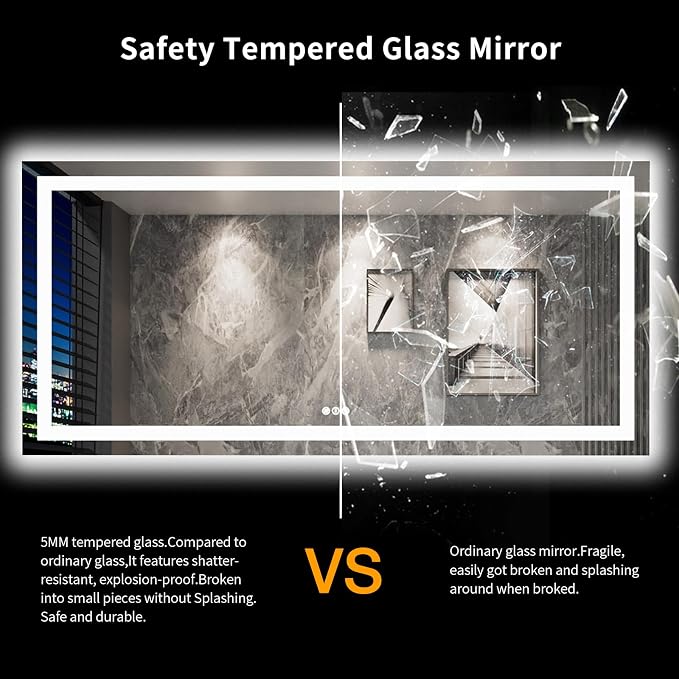 LOAAO 84"X40" LED Bathroom Mirror - Image 8
