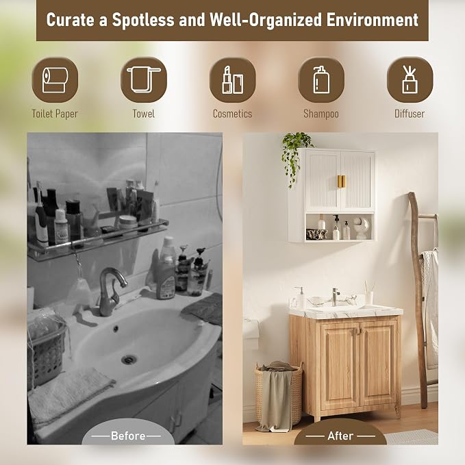 INNOD Bathroom Wall Cabinet, Wall-Mounted Medicine Cabinet - Image 4