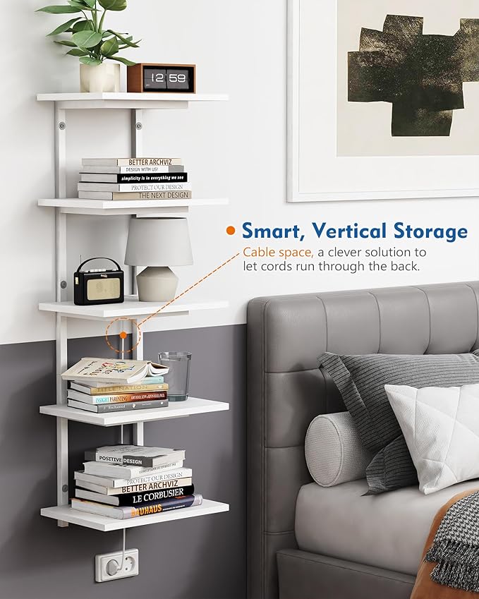 Harwaya White 5 Tier Wall Shelf Unit - Image 5