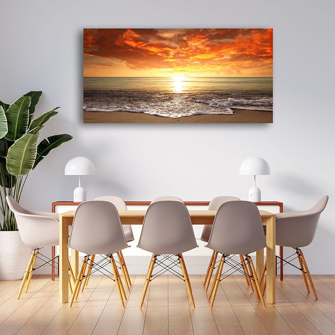 Baisuart S0162 Canvas Prints Wall Art Sunset Ocean Beach Pictures Photo - Image 6