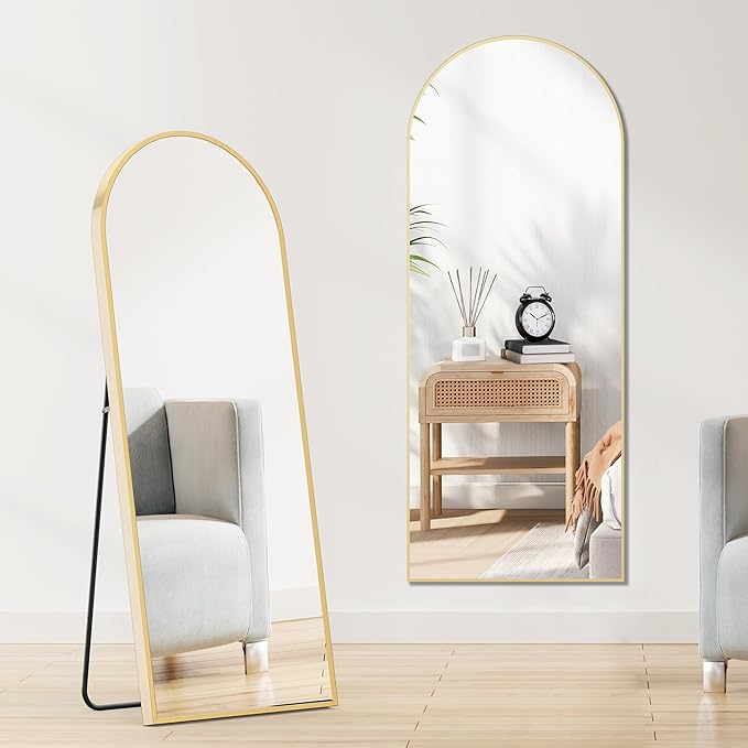 Sweetcrispy 64"x21" Arched Full Length Mirror, Leaning or Standing Full Body - Image 8