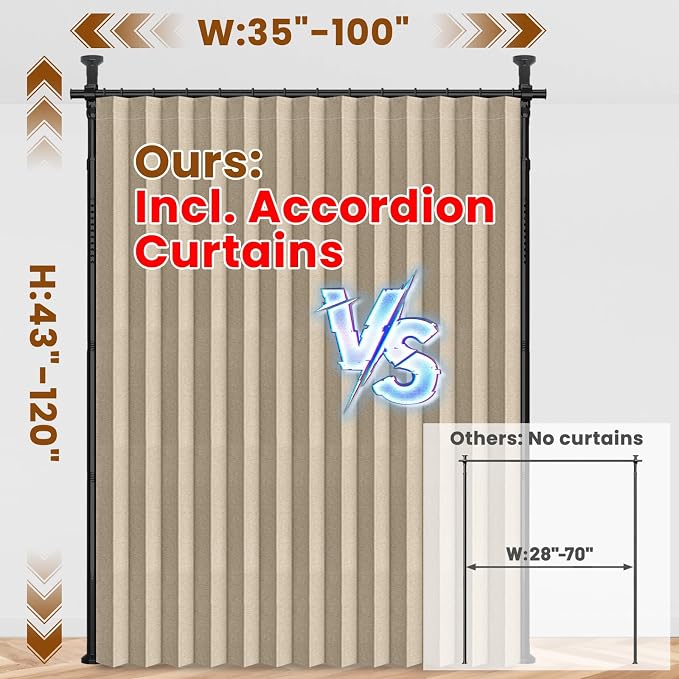 100% Blackout Room Divider Curtains Sets Beige W100 x L84 in, 1 Panel Curtain - Image 2