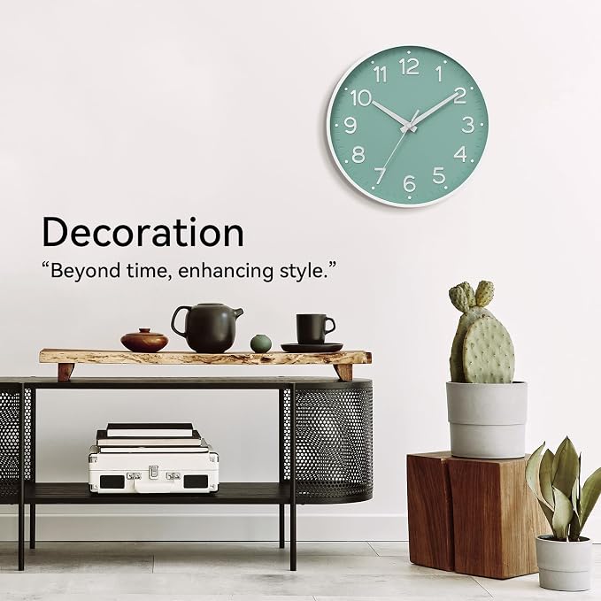 Roymnie Wall Clock Green, Silent Wall Clocks Battery Operated 8 Inch-Modern Non - Image 5