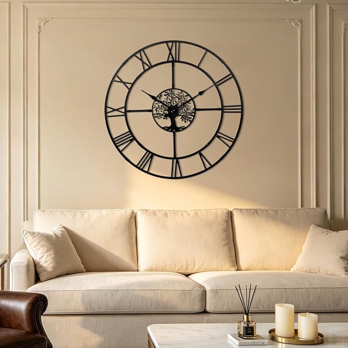 40 Inch Large Wall Clock for Living Room – Black Metal Clock - Image 3