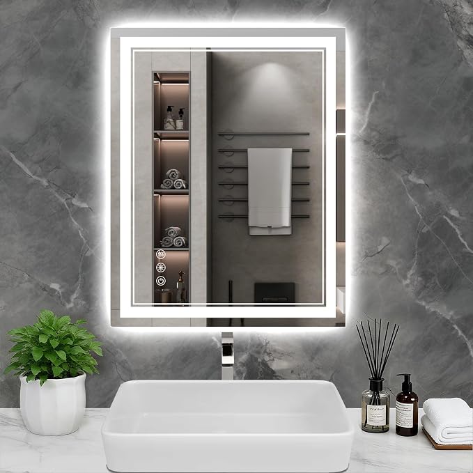 23.6x31.5 Inch LED Bathroom Mirror by Wedhouc