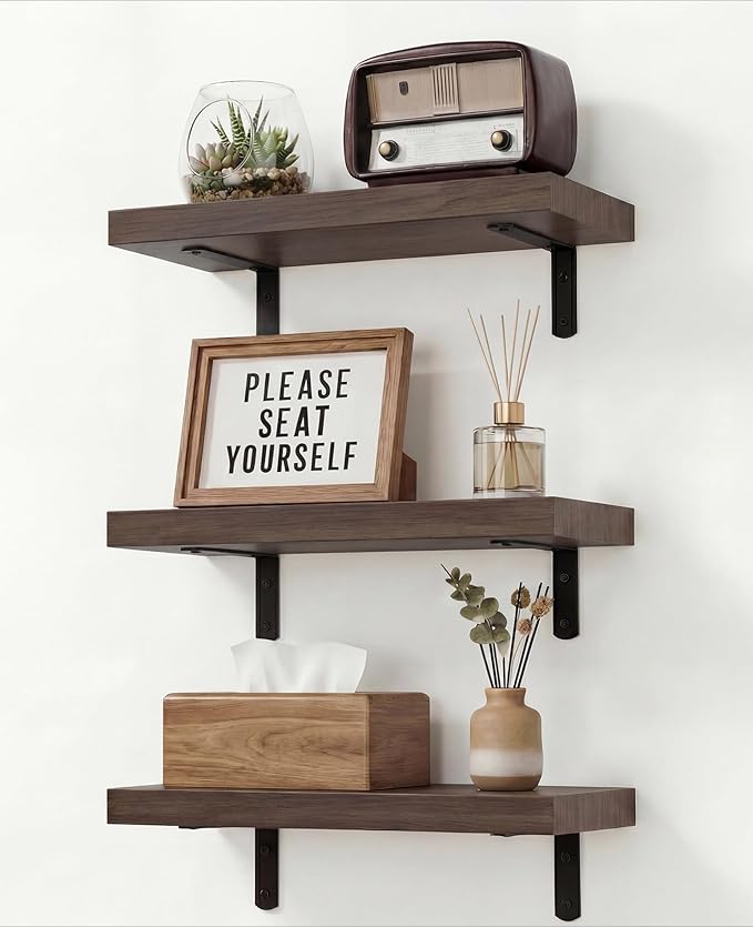 Easy Install Floating Shelves, 15.7 Inch Wall Mounted Wood Shelf, Hanging Shelf by Unknown