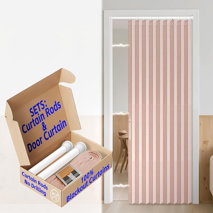AJAZZ Blackout Curtain with Curtain Rods Included Invisible Accordion Doors by AJAZZ