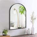 16" x 20" Black Arched Mirror, Arch Bathroom Wall Mirror, Metal Frame Arched by Minuover