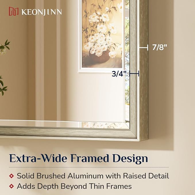 Keonjinn 30" x 36" Brushed Nickel Bathroom Mirrors - Image 3