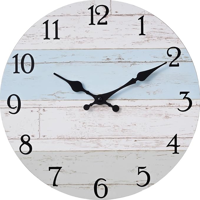 KECYET Wall Clock 10 Inch Silent Non-Ticking Coastal Beach Style Wall Clocks by KECYETWALLCLOCK