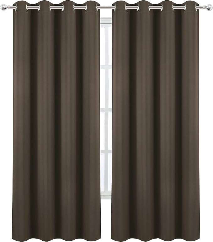 LEMOMO Blackout Curtains 66 x 84 inch/Chocolate Brown Curtains Set of 2 - Image 2