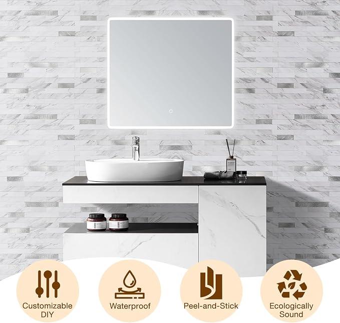 Peel and Stick Backsplash Tile Waterproof Removable PVC Wall Sticker 3D Faux - Image 8
