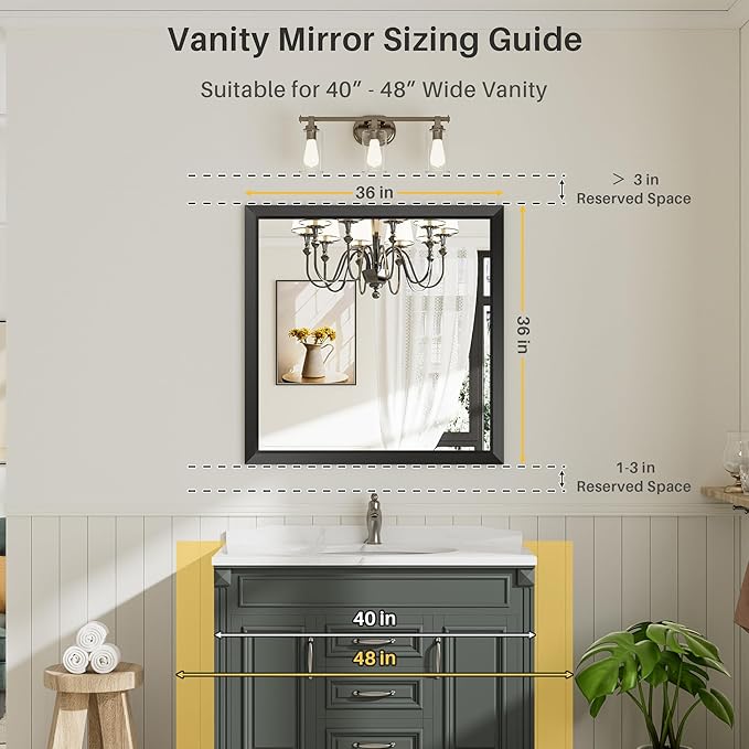 Briivue 36x36 Inch Black Bathroom Mirror - Image 2