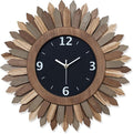 Honiway 16 Inch Wall Clocks, Rustic Wood Boho Sunburst Decorative Wall Clock by Honiway