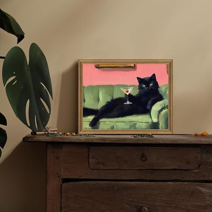 Fantasy Artists Humorous Black Cat Character Wall Art – Relaxed Anthropomorphic - Image 4