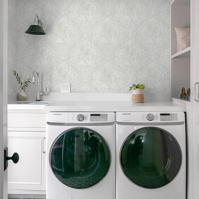 Ismoon Floral Peel and Stick Wallpaper Grey Contact Paper Boho Watercolor - Image 4