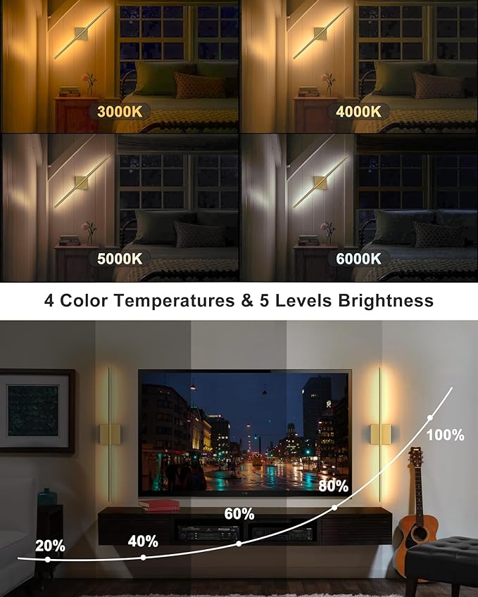 Battery Powered Wall Sconce Set of Two: Gold Wireless Rechargeable Wall Lights - Image 9