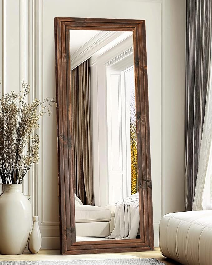 Full Length Mirror 65"x24" Solid Wood Frame Floor Large Mirror - Image 5