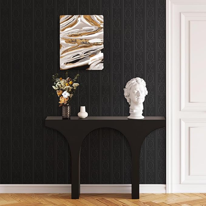 JiffDiff Wallpaper Peel and Stick Textured, 3D Black Embossed Wall Paper Stick - Image 7