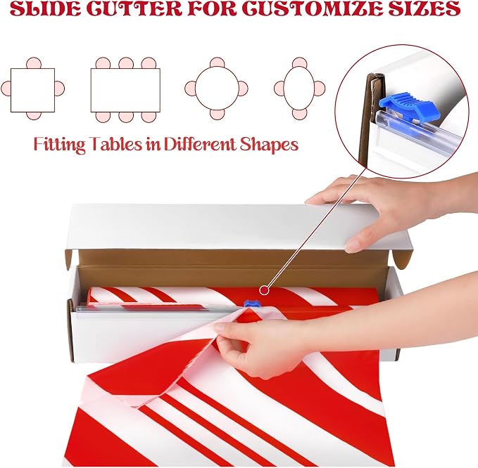 Kochorie 100 Ft x 54 Inch Christmas Candy Cane Striped Tablecloth Roll - Image 3