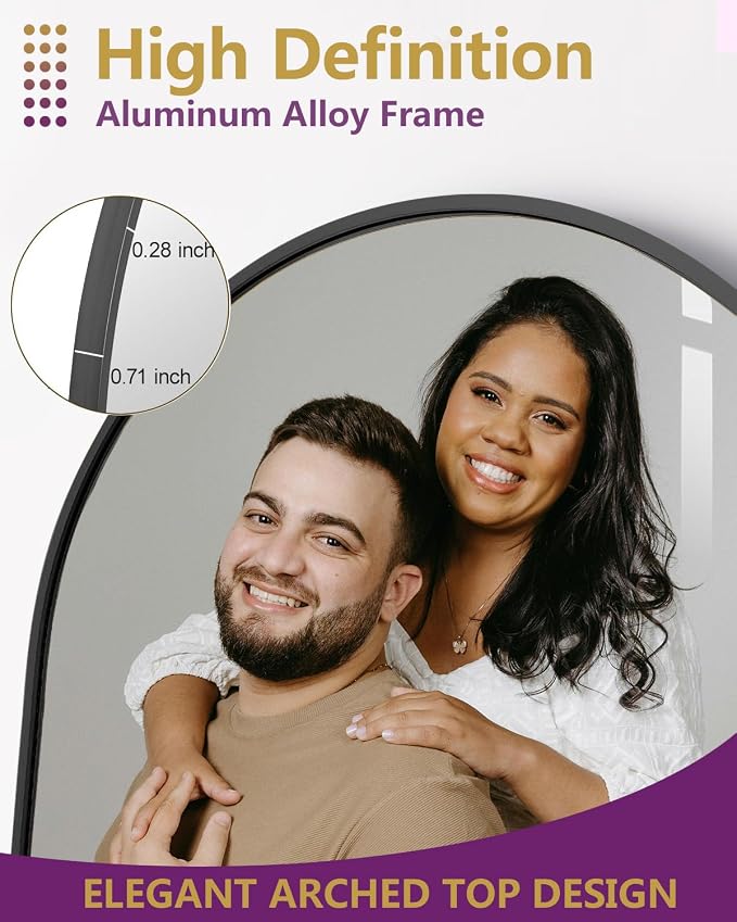 DMWOODFL 71"x26" Arched Full-Length Mirror - Image 4