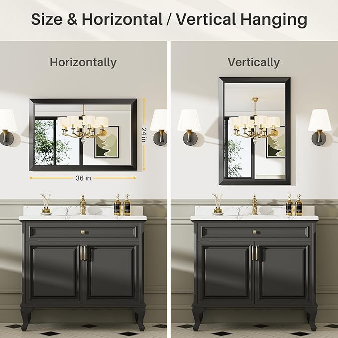 Briivue 24x36 Inch Black Bathroom Mirror - Image 6
