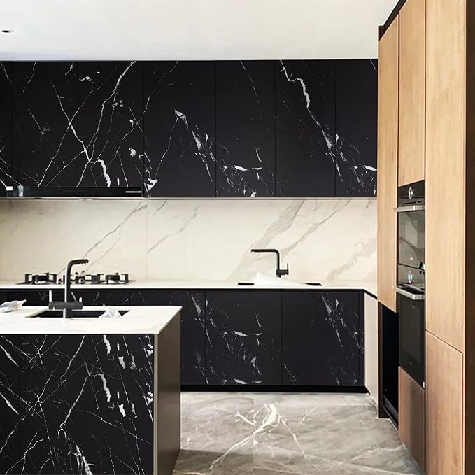 practicalWs 11.8"×78.7" Black Marble Contact Paper Matte Peel and Stick Kitchen - Image 8