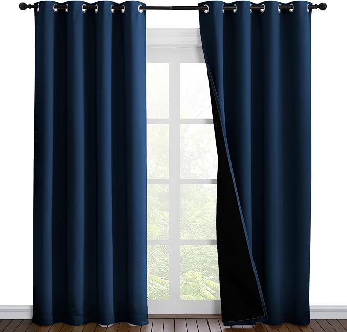 NICETOWN Moroccan Blue Full Shade Curtain Panels, Pair of Energy Smart & Noise by NICETOWN
