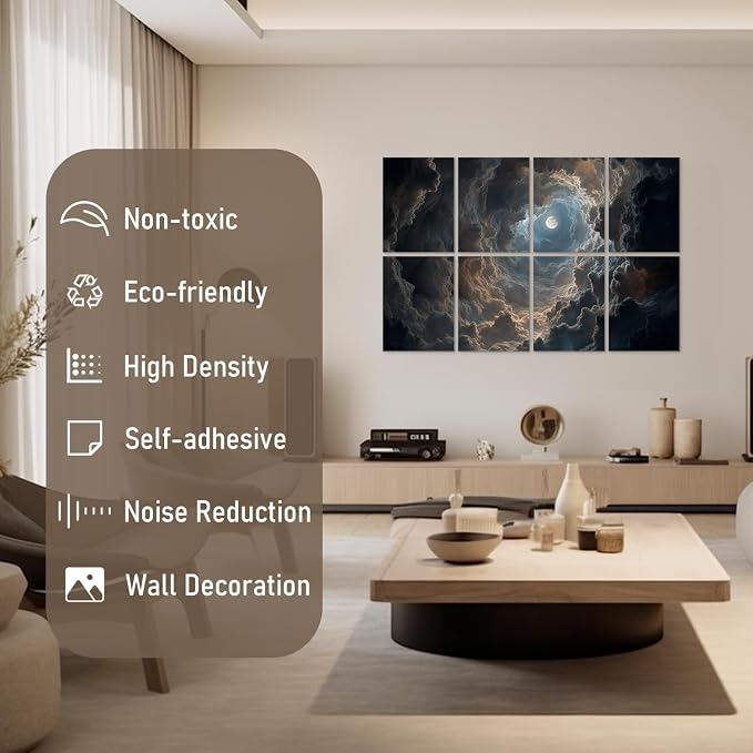 Art Acoustic Panels Tiles Decorative Room Sound Proof Foam Absorbing Panels - Image 3