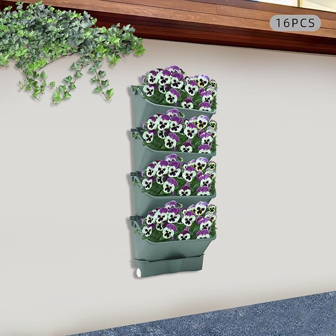Vertical Wall Planter with 16 Pots, Hanging Garden Plant Flowerpot Holder - Image 9