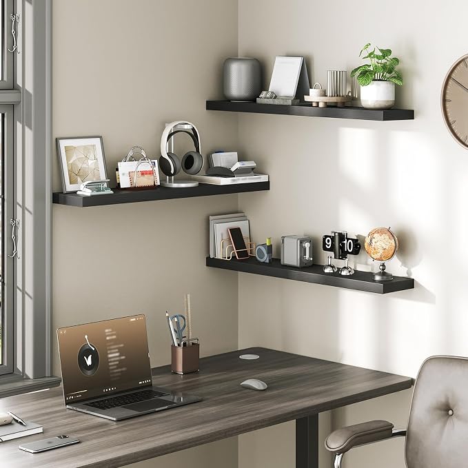 RALGEND Floating Shelves for Wall, 1.5" Thick Wall Shelf Set of 3 - Image 6