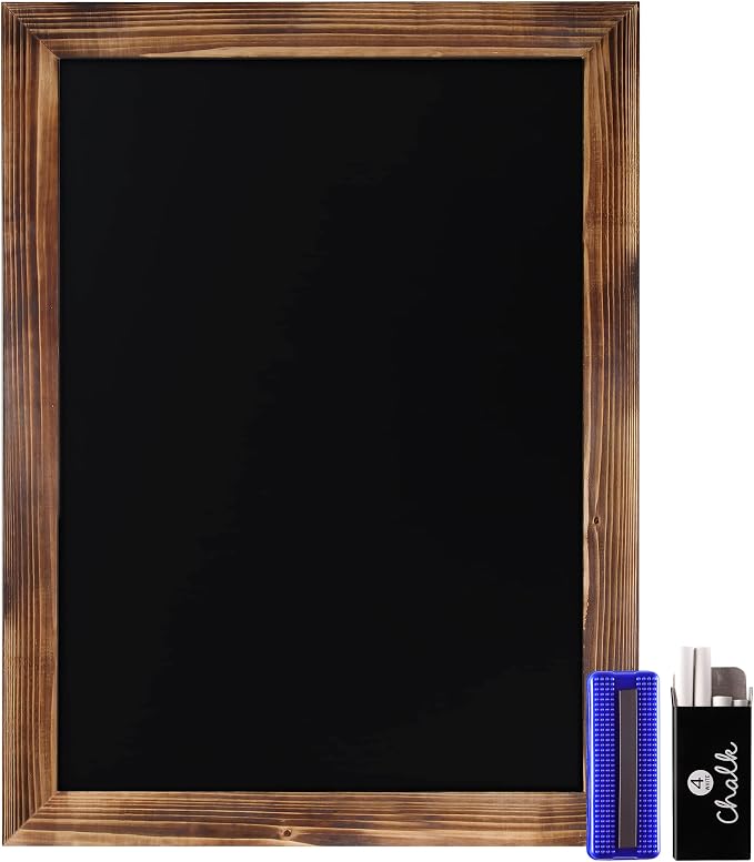 HBCY Creations 11" X 17" Torched Brown Solid Wood Frame Wall Chalkboard - Image 9