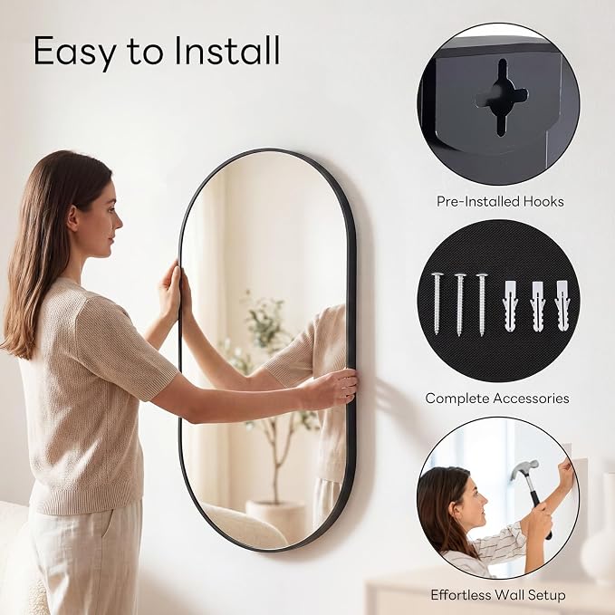 Sweetcrispy 24" x 36" Black Bathroom Mirror - Image 2
