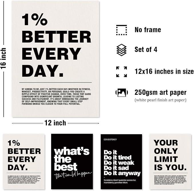 DSHFG Motivational Inspirational Office Wall Art Decor Prints Set of 4 - Image 2