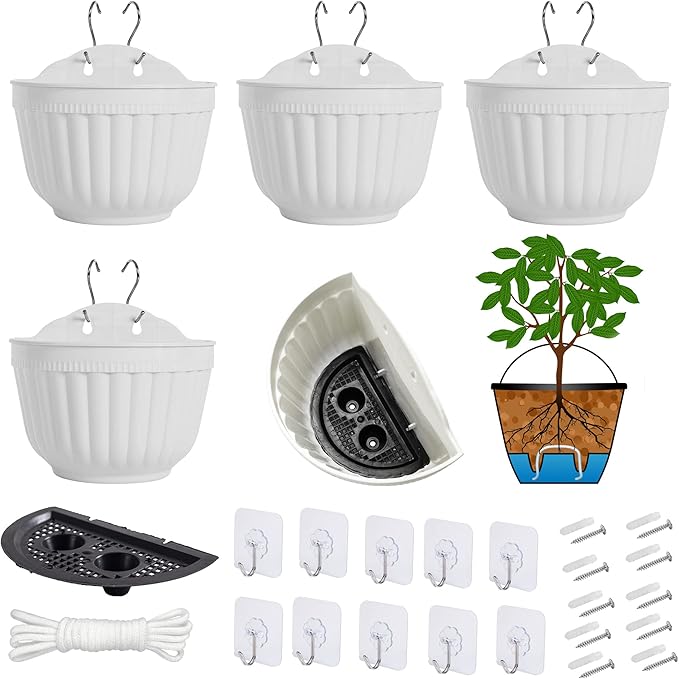 5 Pack Resin Wall Hanging Planter Pot Vertical Garden Living Wall Mount Window by OrimercGarden